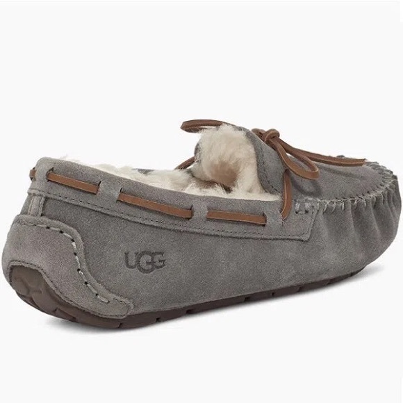 UGG DAKOTA SUEDE LEATHER SHEARLING DRIVING LOAFERS SLIPPERS GREY NIB SZ 8 - Picture 4 of 10